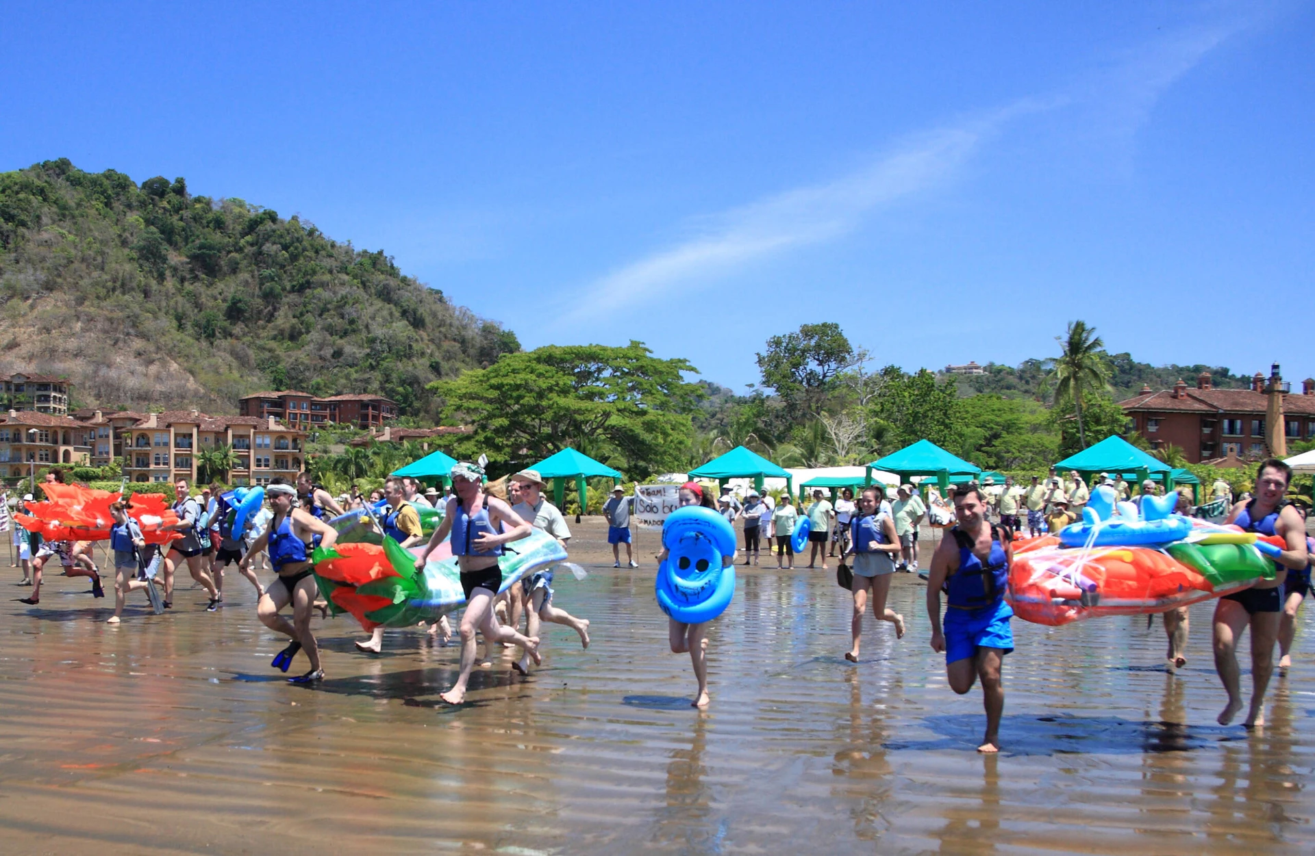 People playing water games